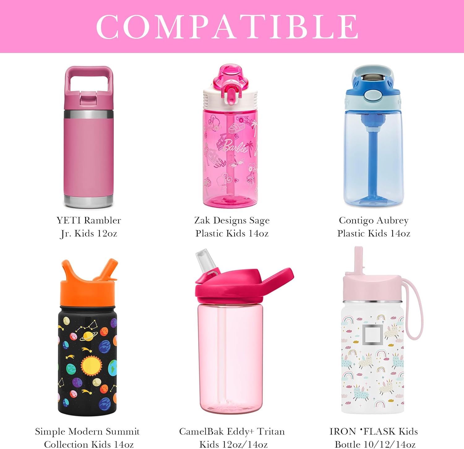 Linkidea Water Bottle Carrier with Strap Compatible with YETI Rambler Jr. 12oz, Simple Modern 14oz, Hydro Flask Kids Bottles, Bottles Sling Holder with Pocket, Rabbit Cartoon - Image 3