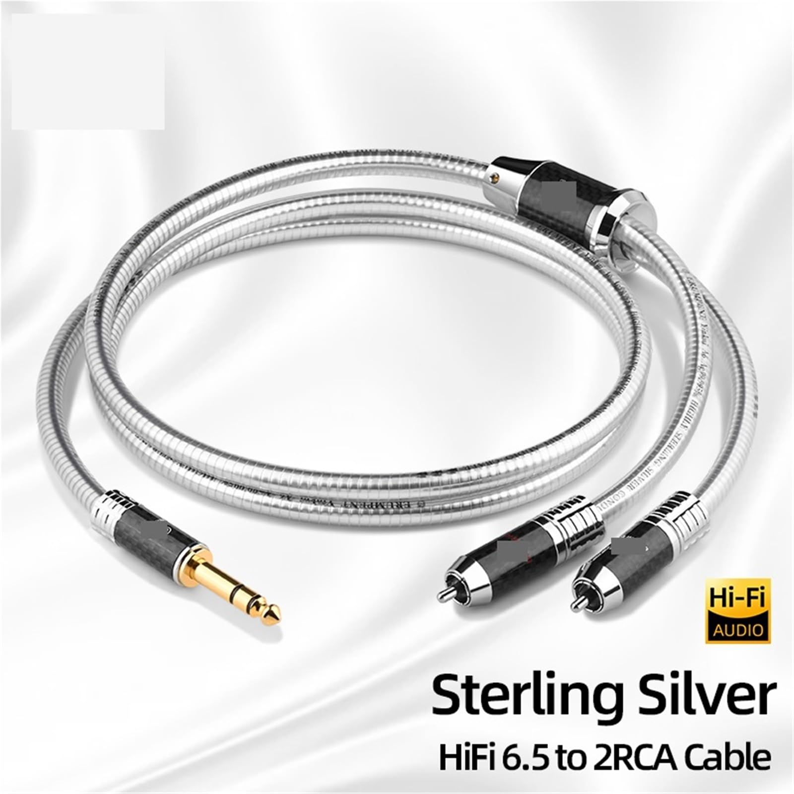 Kabel audio HiFi 6,35 mm do 2RCA Wysokiej czystości srebrny rozdzielacz w kształcie litery Y do gniazda TRS do 2RCA do wzmacniacza do głośników (3)