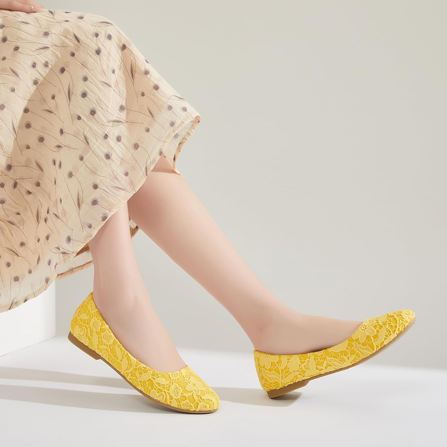 Dress Shoes for Women Round Toe Flats Shoes Lace Ballet Flats Dressy Comfortable Foldable Flats Low Heel - Image 9