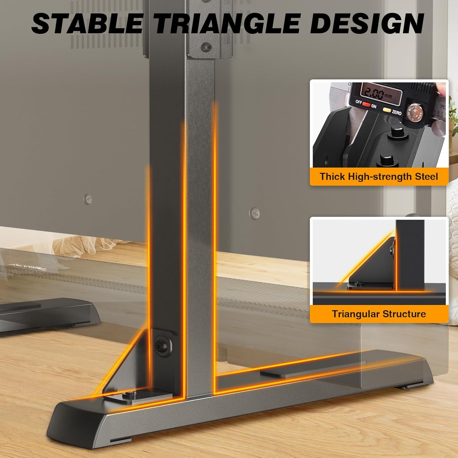 5Rcom Table Top TV Stand, Universal TV Stand for 35-88 Inch with Height Adjustment, TV Mount Stand Up to 150lbs for Curved Flat TVs with Cable Management, Black