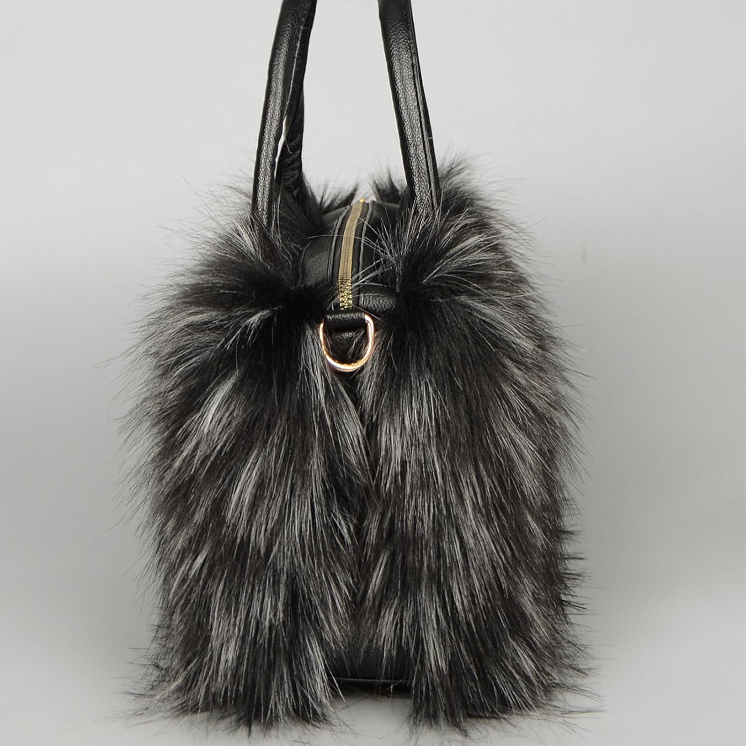 Furry Tote Bag Soft Faux Fur Bags Lightweight Travel Bags Cute Madam Plush Purses - Image 5