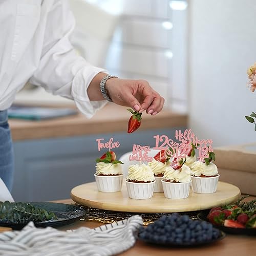 Miniatura 31 de 36 piezas de decoración para cupcakes de 10º cumpleaños con purpurina negra Hello 10 Ten Cupcake Picks Sweet 10 Double Digits Cake Decor for 10th