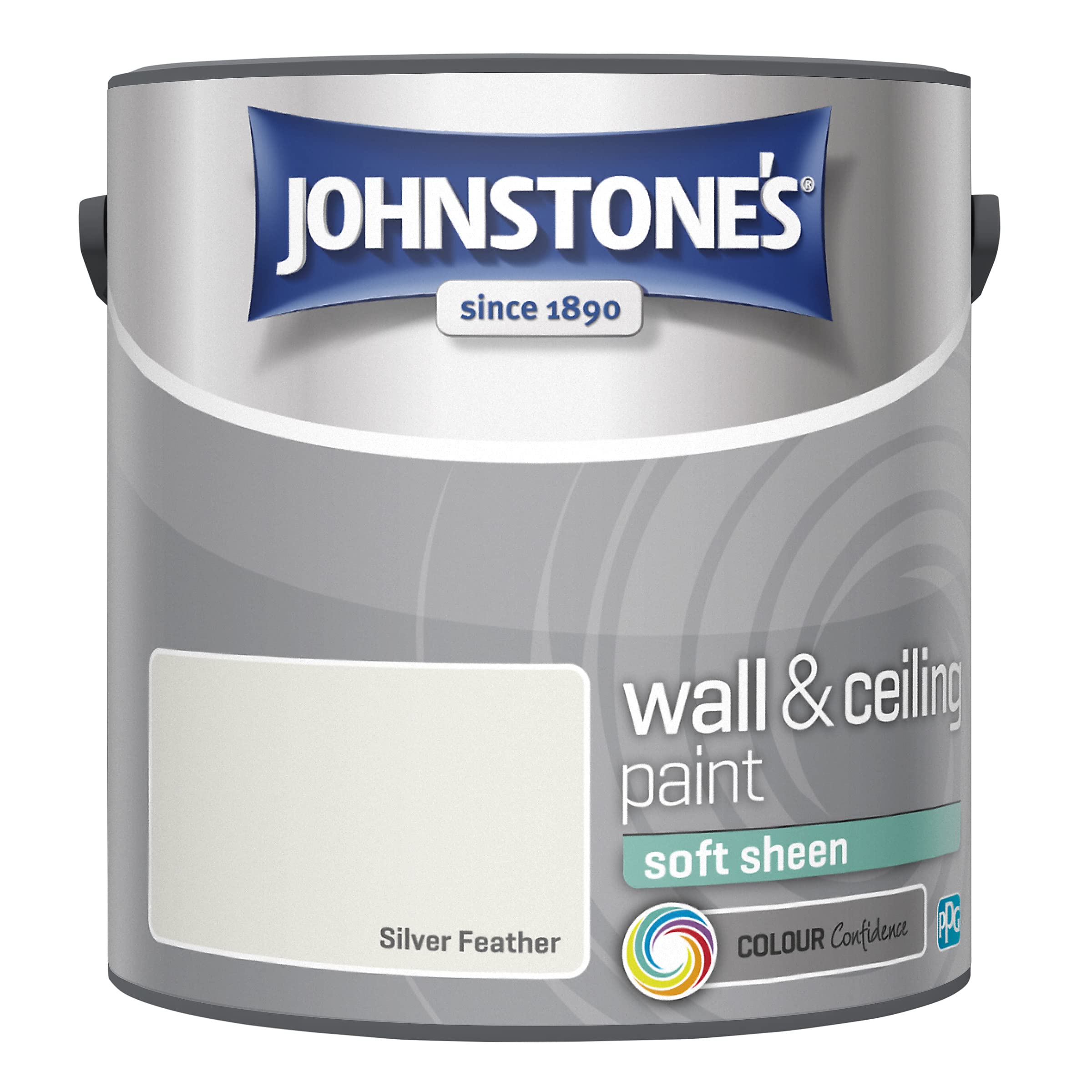 Johnstone's - Wall & Ceiling Paint - Silver Feather - Soft Sheen Finish - Emulsion Paint - Fantastic Coverage - Easy to Apply - Dry in 1-2 Hours - 2.5L