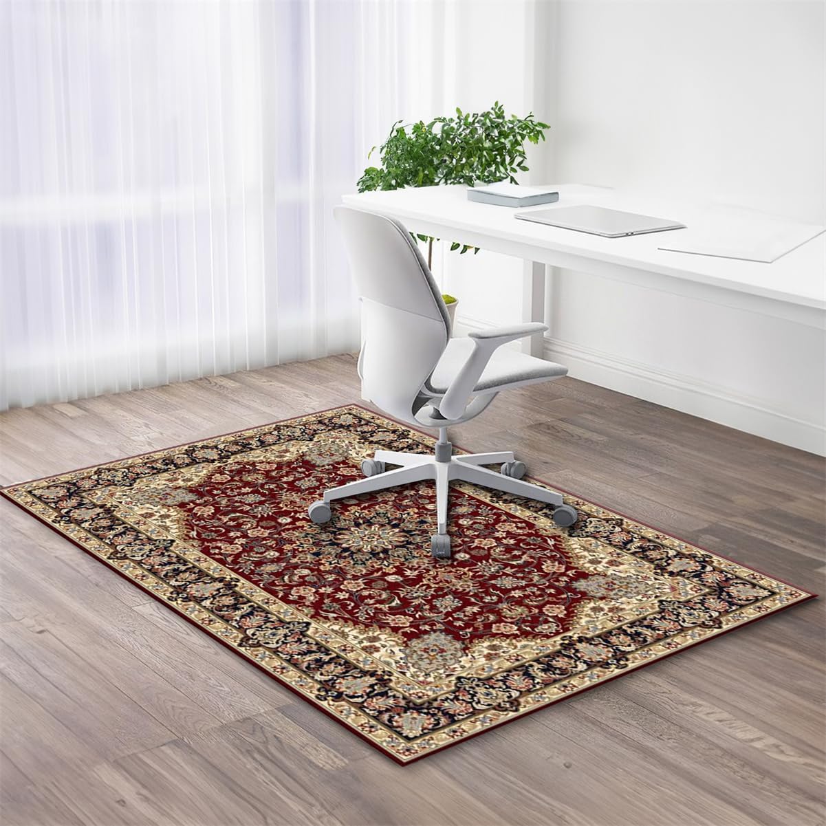 Heavy Duty Office Chair Mat for Carpet and Hardwood Floor, Foldable Bohemian Desk Chair Mat Rug, Large Floor Protector Rug, Floor Mats for Office Home, Style 11, 32x48