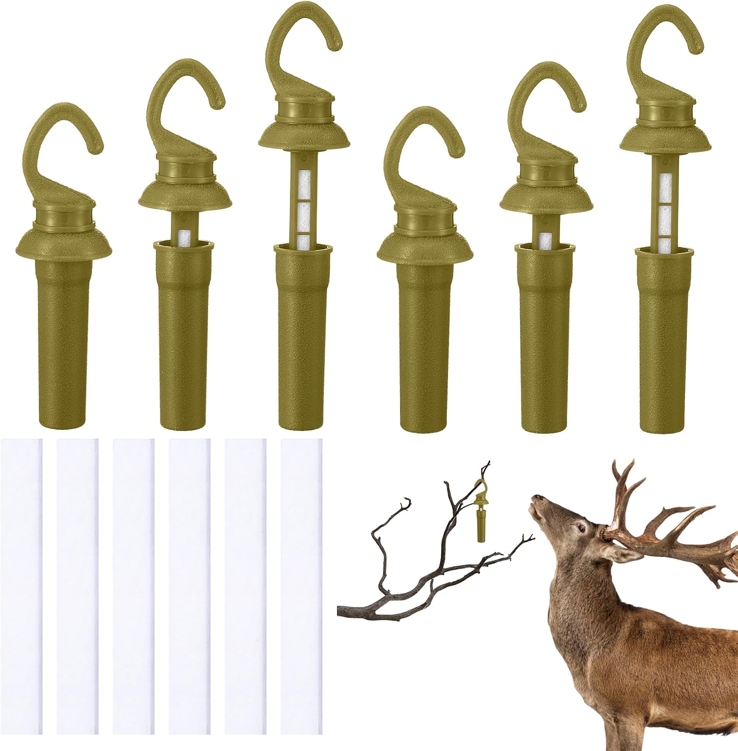Threehoney 6 Pcs Leak Proof Drop Wick with Replacement Felts Air Tight Scent Dispenser with Rain Protection Easy to Use for Hunting