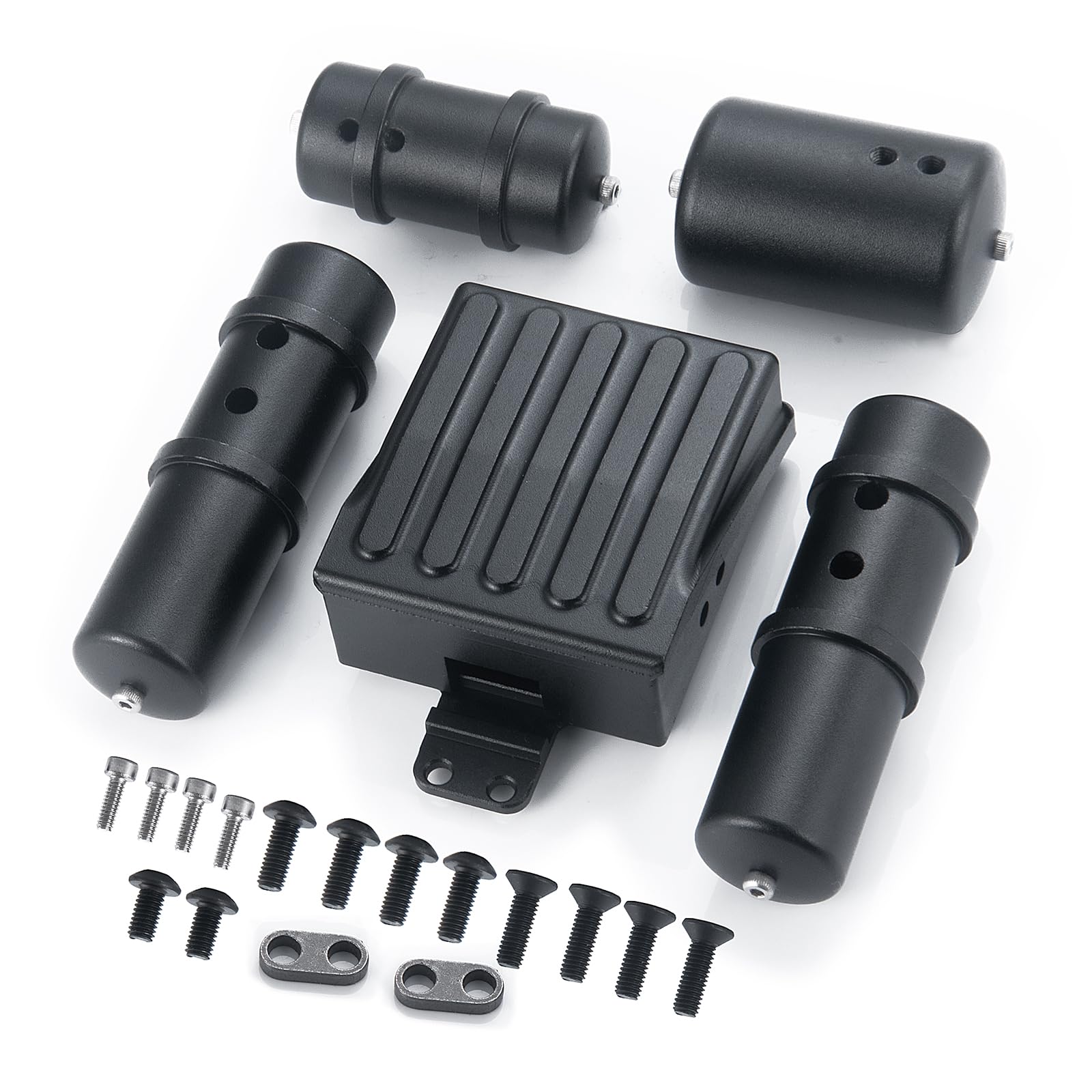 WEFEINO Aluminum Alloy Battery Box & Gas Tank Upgrade Parts for 1/14 Tamiya Trailer Tractor Truck Car R620 Man (#D)