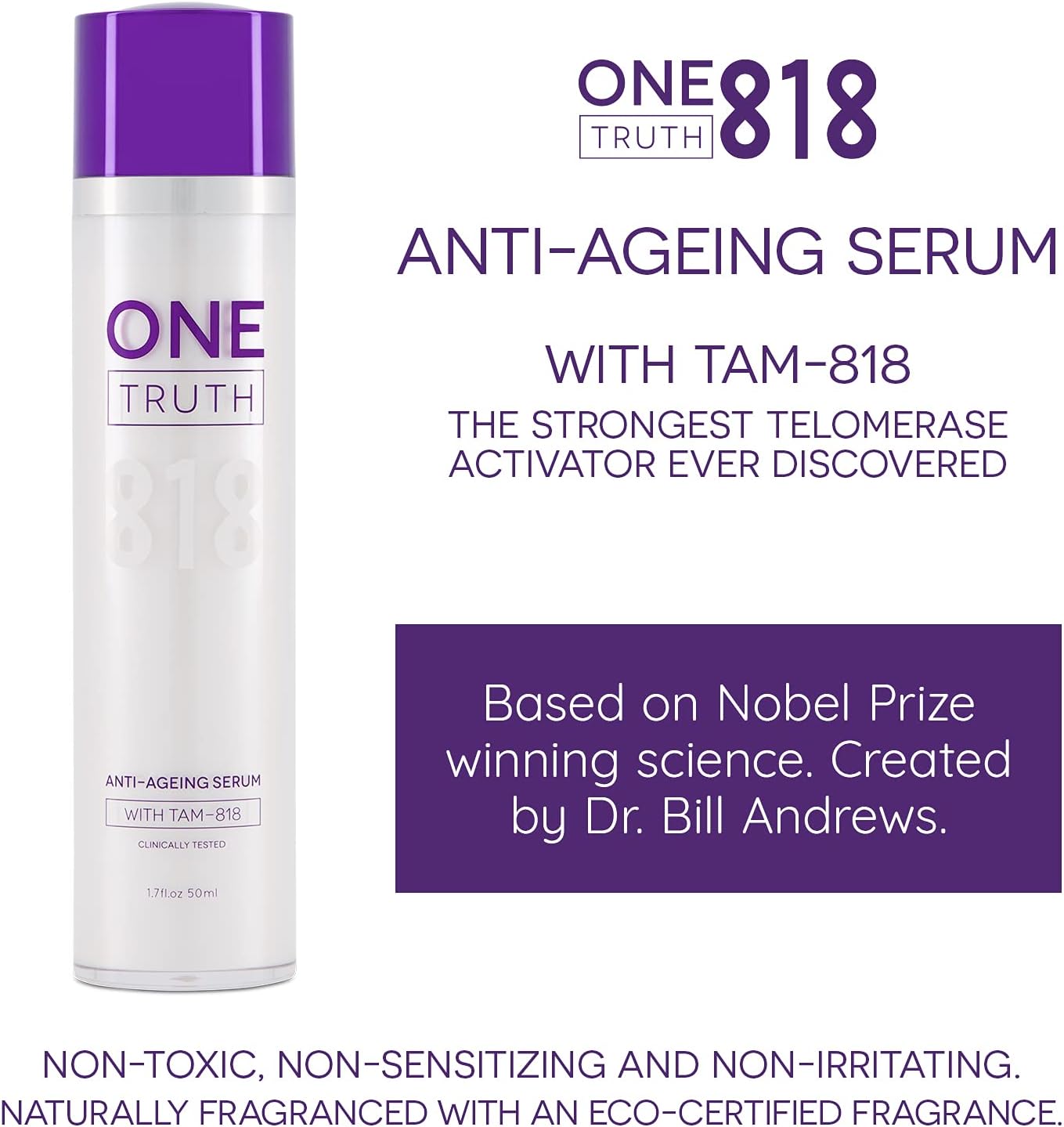 One Truth 818 Anti Ageing Face Serum for Women and Men Contains Telomerase Activating Molecule, Provides Intensive Hydration - Image 3