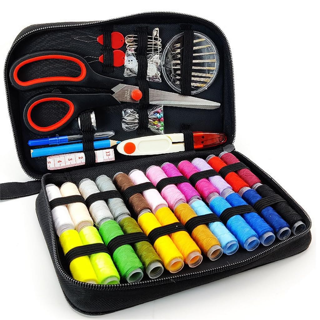 Caja de Costura Multifuncional para el hogar, Juego de Costura Manual Combinado de 82 Piezas, Herramientas de Costura de 24 Colores