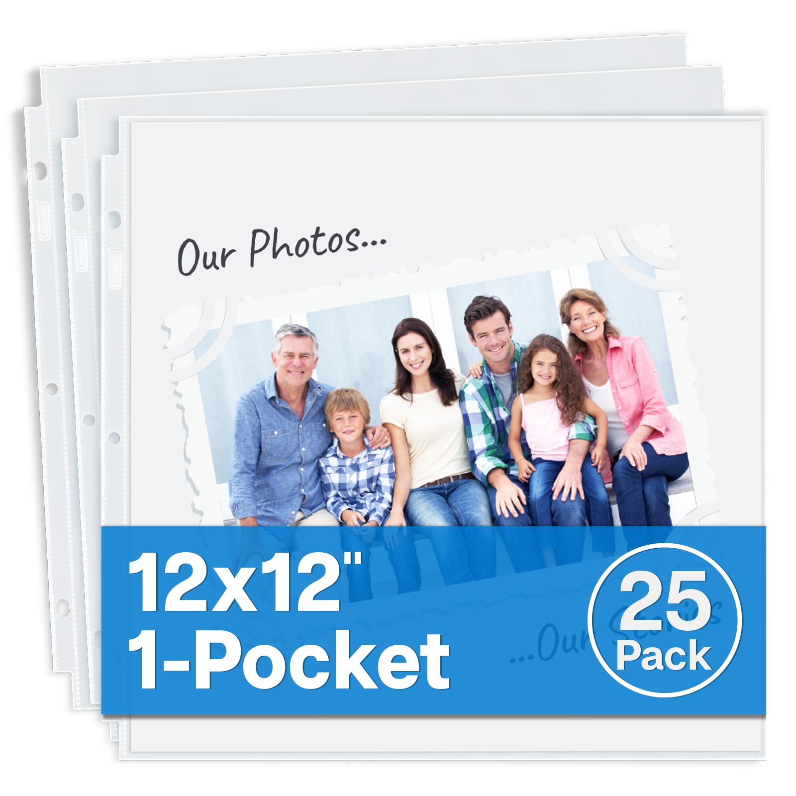 Dunwell Scrapbook Refill Pages 12x12 - (25 Pack) Super Heavyweight, Fits 3-Ring Scrapbooking Binders, Standard 12 x 12 Photo Album Pages, Sheet Protectors, Paper Inserts Not Included