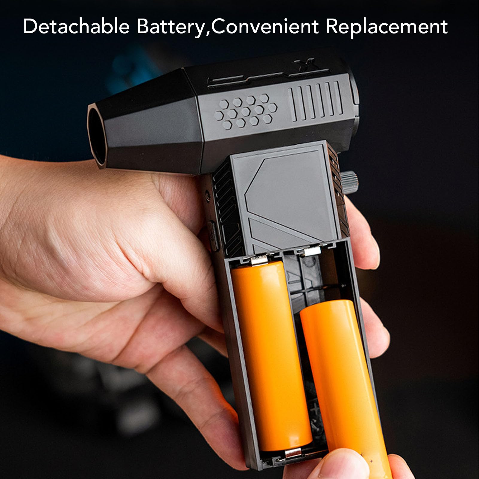 Asixxsix Spolverino Elettrico, Soffiatore per Polvere Senza Fili Ricaricabile con Motore Brushless, 150.000 Giri/Min, 52 M/s, Kit di Pulizia per PC con Batteria da 6000 MAh, Display LED e 2 Ugelli per