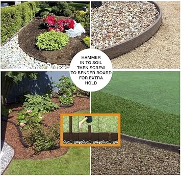 USA Made - Heavy Duty Landscape Edging, Garden Planter & Pathway Bender Board Edge Border Kit - Thick Terrace Board 3.3 H x 16'ft L - Includes 4 Stakes
