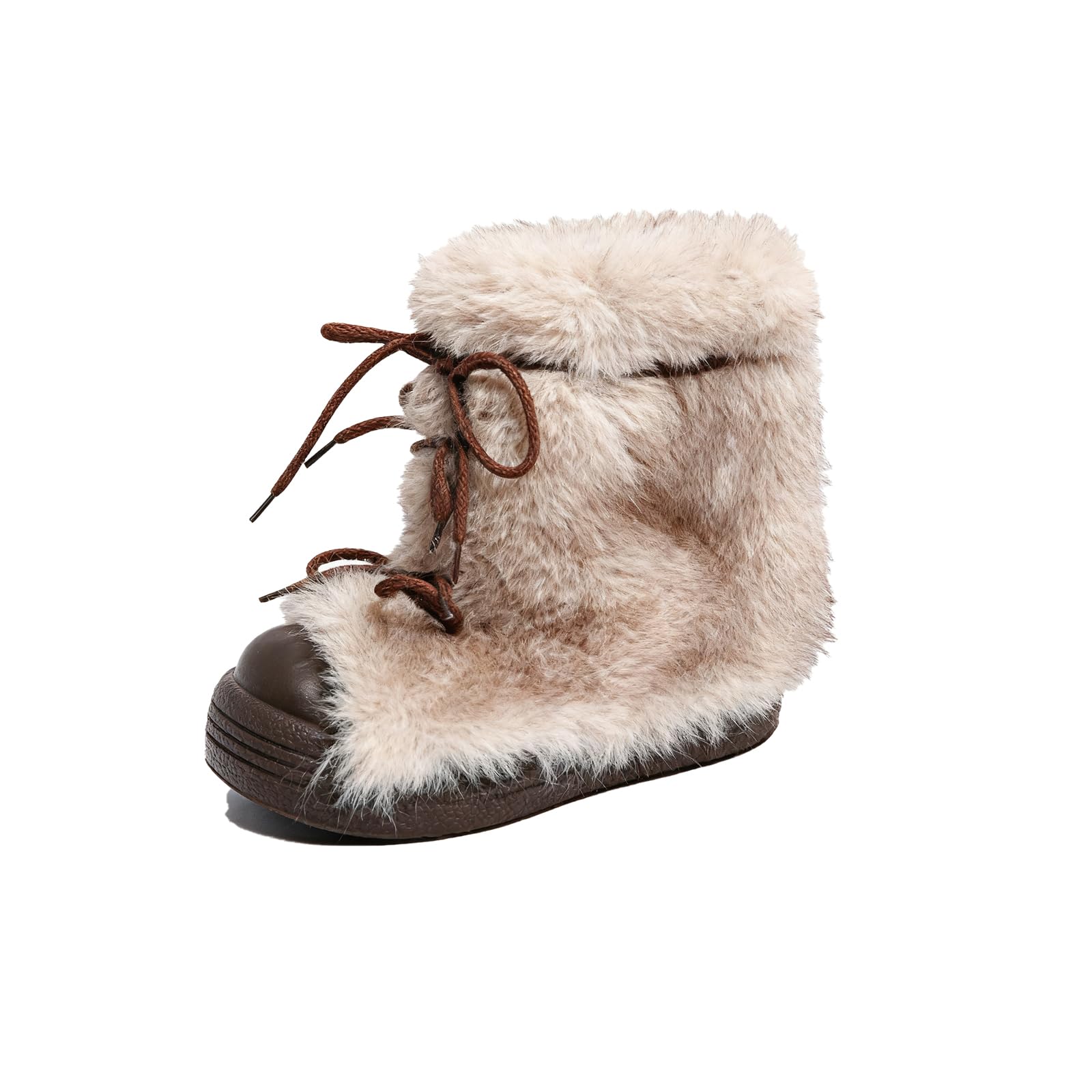 Womens Furry Faux Fur Snow Boots Platform Mid Calf Boots Platform Fuzzy and Plush Warm Winter Y2K Aesthetic