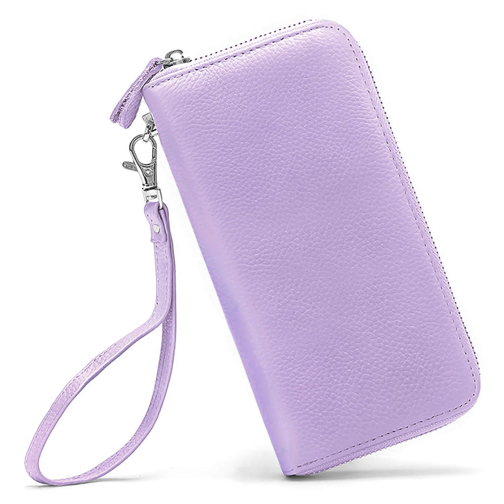 Moflycom Womens Wallet RFID Blocking Genuine Leather Zip Around Wallet Clutch Wristlet Travel Long Purse for Women