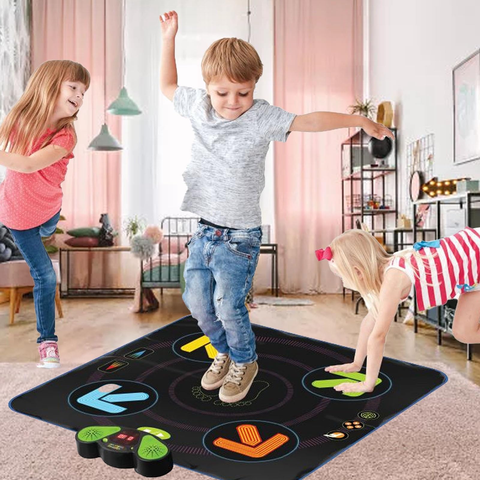 Pad da Ballo per Musica Elettrica Regolabile con 3 modalità di Gioco Pieghevole per Bambini e Famiglie Materiale PVC 90 X 90 Cm