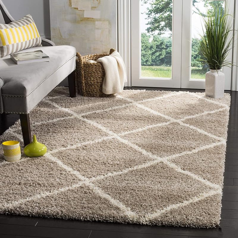 Image of Carpet for Living Room, Bedroom and Hall Handmade Microfiber Cozy Soft and Fluffy Shaggy Area Rug with 2 inch Thick Anti Skid Carpet [4x6 Feet Beige Box]