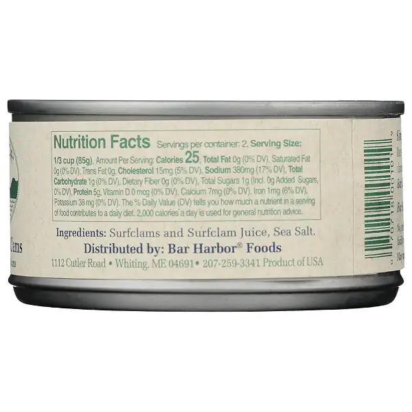 Bar Harbor Chopped Surf Clams | Sweet and Tender | 6.5 oz (184 grams) can 7