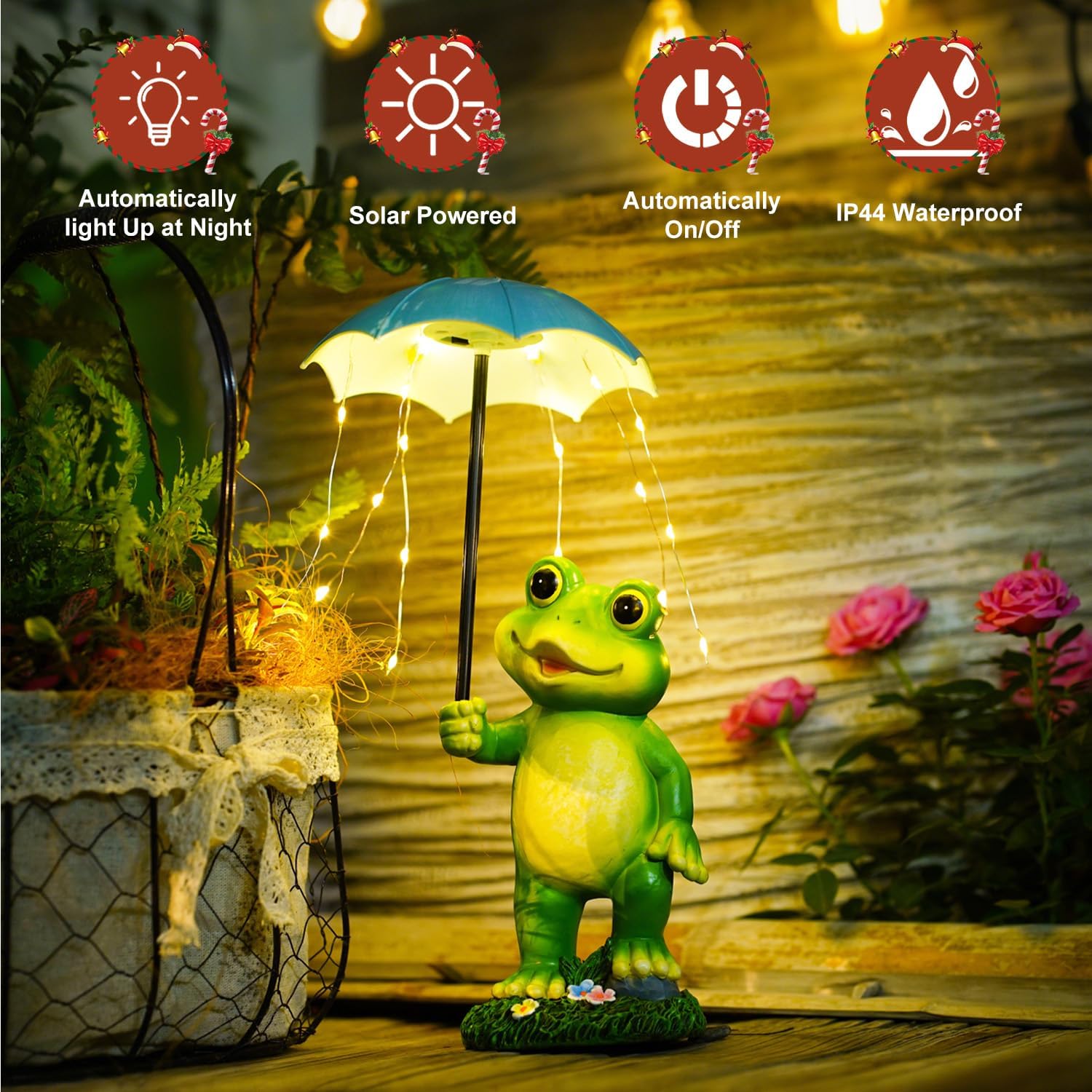 Solar Frog Statue Garden Decor - Funny Solar Outdoor Yard Garden Statue - Unique Design Gifts for Women,Mom - Image 5