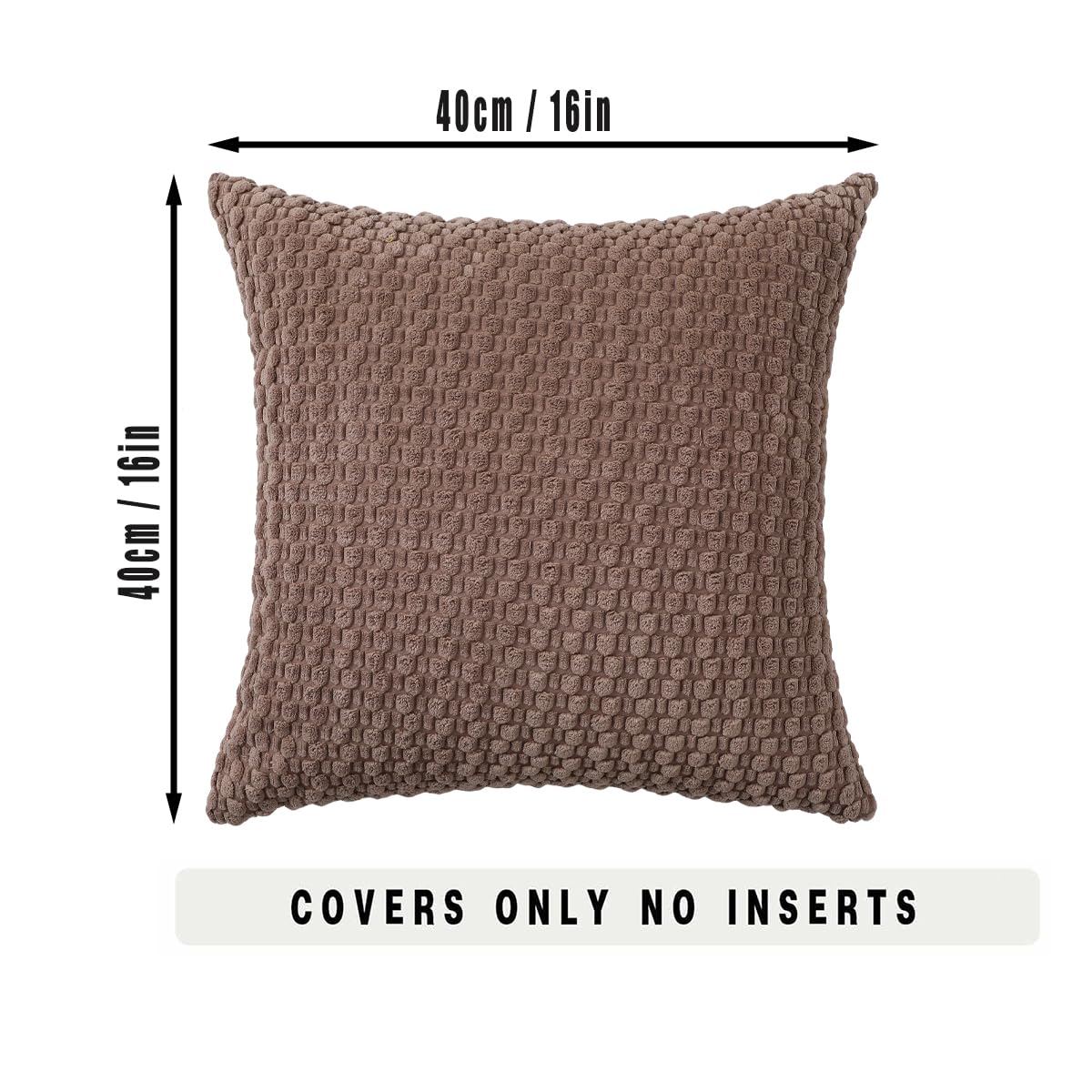 Tennove Cushion Covers 40x40cm Decorative Modern Brown Pillow Cases Pack of 2 Corduroy Boho Soft Throw Pillow Covers Square Pillowcases for Sofa Living Room Bed Home Decor - Image 2