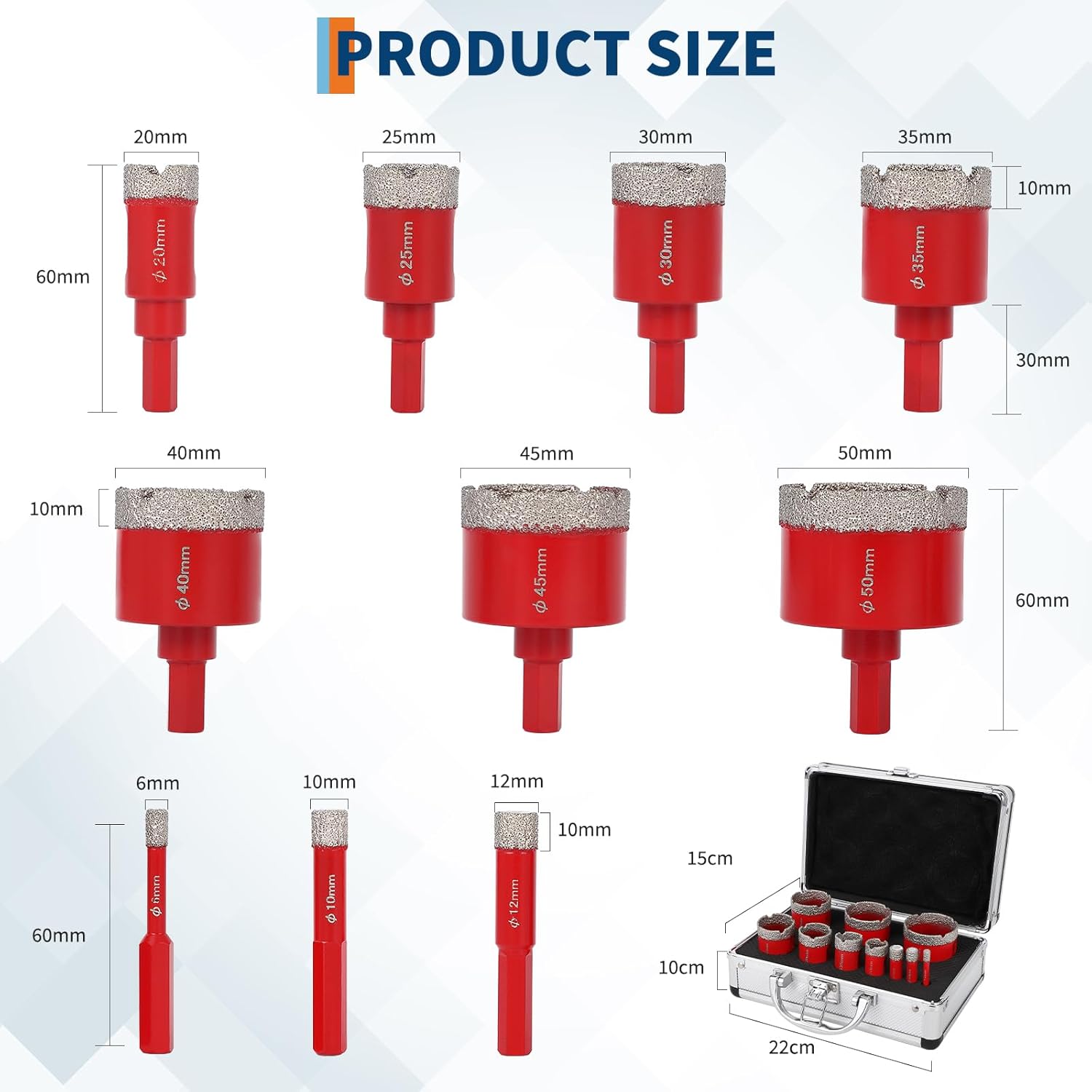 Garvee Diamond Tile Hole Saw Kit Core Drill Bits Porcelain Ceramic Marble Hole