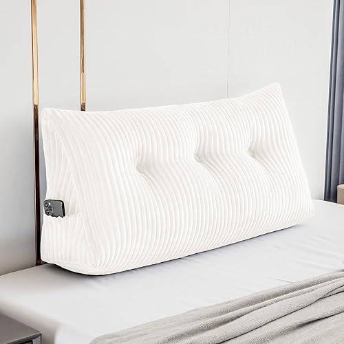 Miniatura 9 de Activance Cabecera triangular grande con cuña para apoyabrazos de lectura soporte de posicionamiento con funda extraíble gris Queen 59 x 8 x 20