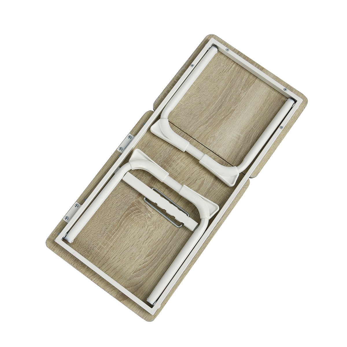 MEUBLE COSY Mesa de Ordenador Portátil Bandeja de Cama con Patas Plegable Mesita Auxiliar para Sofa, Soporte para Computadora, Roble y Blanco, 65x30x27,5 cm