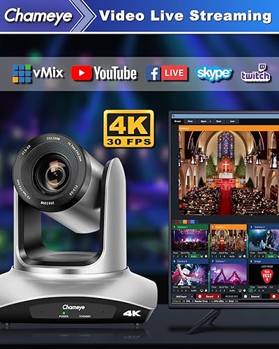 Miniatura 2 de Chameye Cámara PTZ 4K 20X Zoom óptico, PTZ cámara de sala de conferencias 4K, IP/PoE/USB3.0/HDMI, cámara de transmisión en vivo para educación de