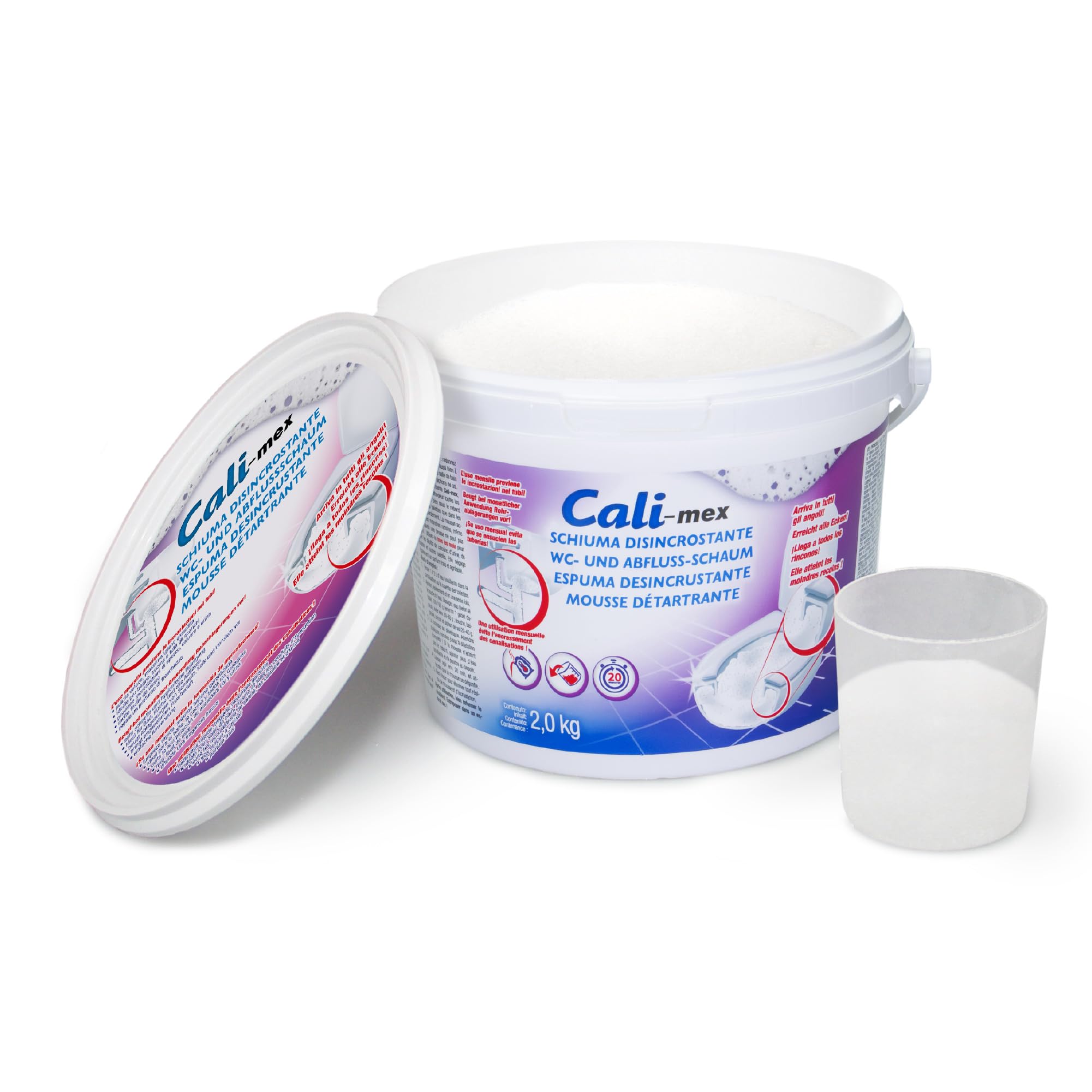 Cali-mex Schiuma per la Pulizia di Sifoni e Tubature. Elimina i cattivi odori, Previene otturazioni e Ingorghi di Lavandino, Doccia e WC. Formato Convenienza da 2kg