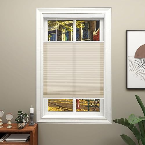 Miniatura 92 de Changshade Persianas celulares opacas de arriba hacia arriba, sin cordones, para ventana de interior, aislamiento térmico, persianas de panal