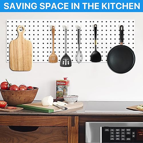 Miniatura 6 de Supkiir 100 ganchos de plástico para tablero de clavijas de 4 pulgadas, amarillentos, ganchos para estantes adecuados para tableros de clavijas de