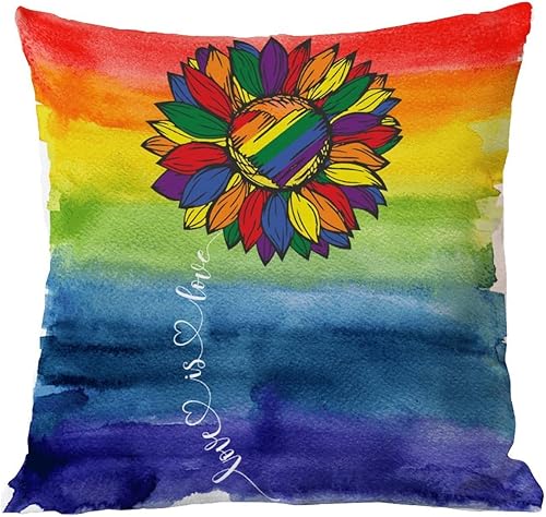 Miniatura 6 de Fundas de cojín de lino con diseño de arcoíris para decoración del hogar, diseño de girasol, arcoíris, amor, LGBT, para decoración del hogar,