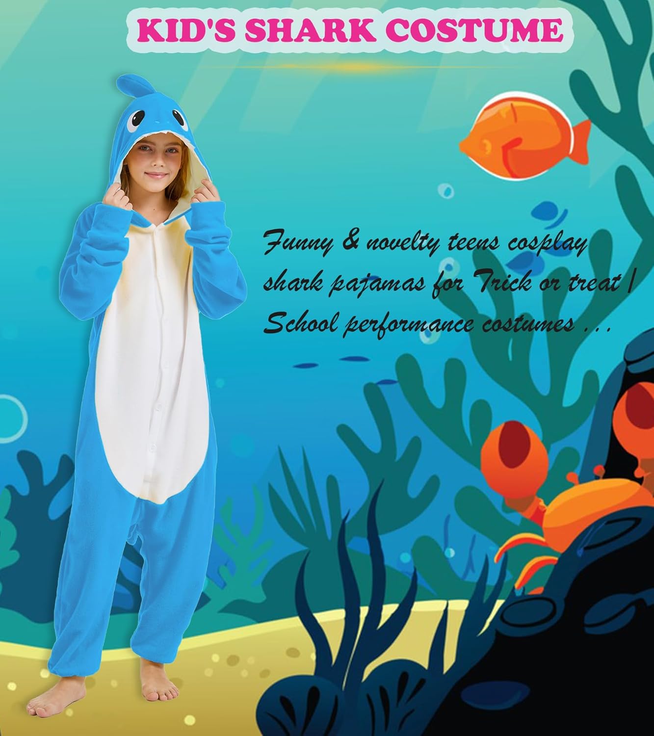 Markest Unisex Shark Costume Pajamas Kids Animal Cosplay Jumpsuits Halloween Outfits Teens Novelty Sleepwear One-Piece - Image 7