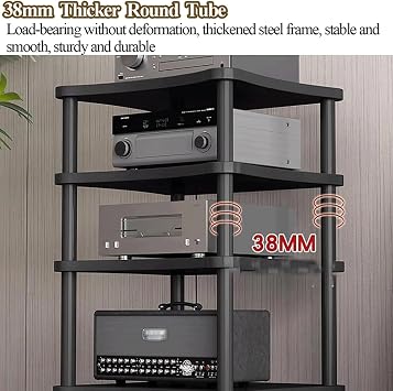 Audio Rack 2/3/4/5 Tier Stereo Rack Audio Equipment Rack Open Audio Rack Cabinet AV Cabinet Durable Audio-Video Shelving HiFi Rack(Walnut,5 Tier)