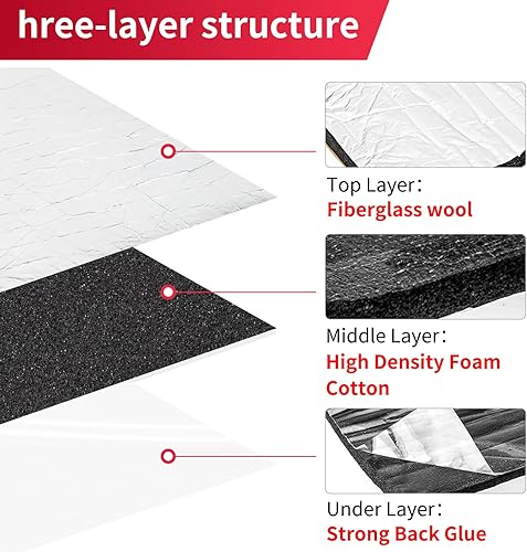 Miniatura 29 de Rollo de aislamiento de automóvil con acabado de papel de aluminio de 6.181 in (0.157 in) y 18 pies cuadrados - Amortiguador de sonido automotriz