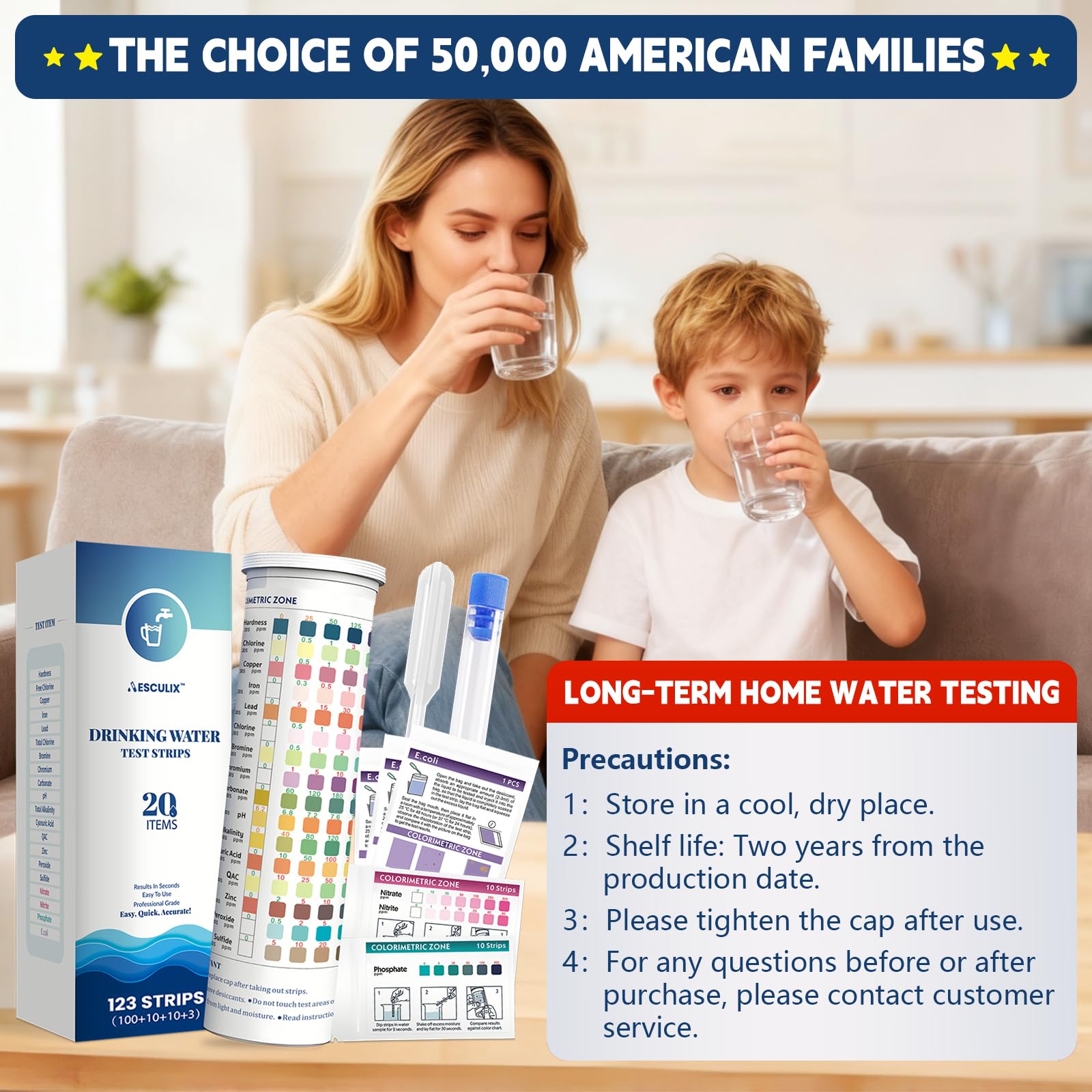 20 in 1 Water Tester for Drinking Water, Well Water Testing Kit, Suitable for Household Tap Water, Natural Water Quality Testing, Can Detect Water Hardness, Chlorine, Lead, Ph, Etc. (123 Test Strips) - image 6
