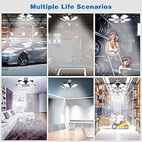 Vista 6 de Luz LED de garaje de 160 W, luces LED de techo de 16000 lm, iluminación súper brillante para garaje, con 6 paneles deformables, base con tornillo