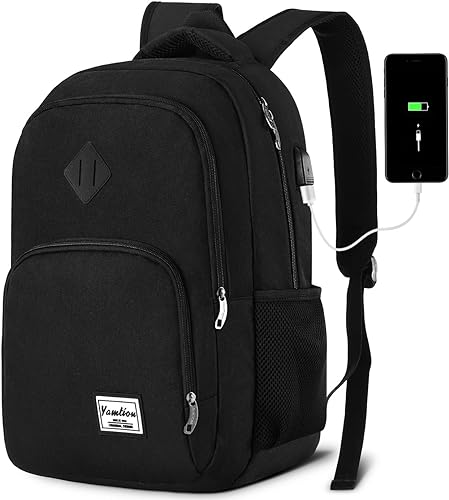 Mochila para hombres, mujeres y adolescentes, para laptop de 15.6 pulgadas con puerto de carga USB, de negocios, trabajo, universidad, viajes