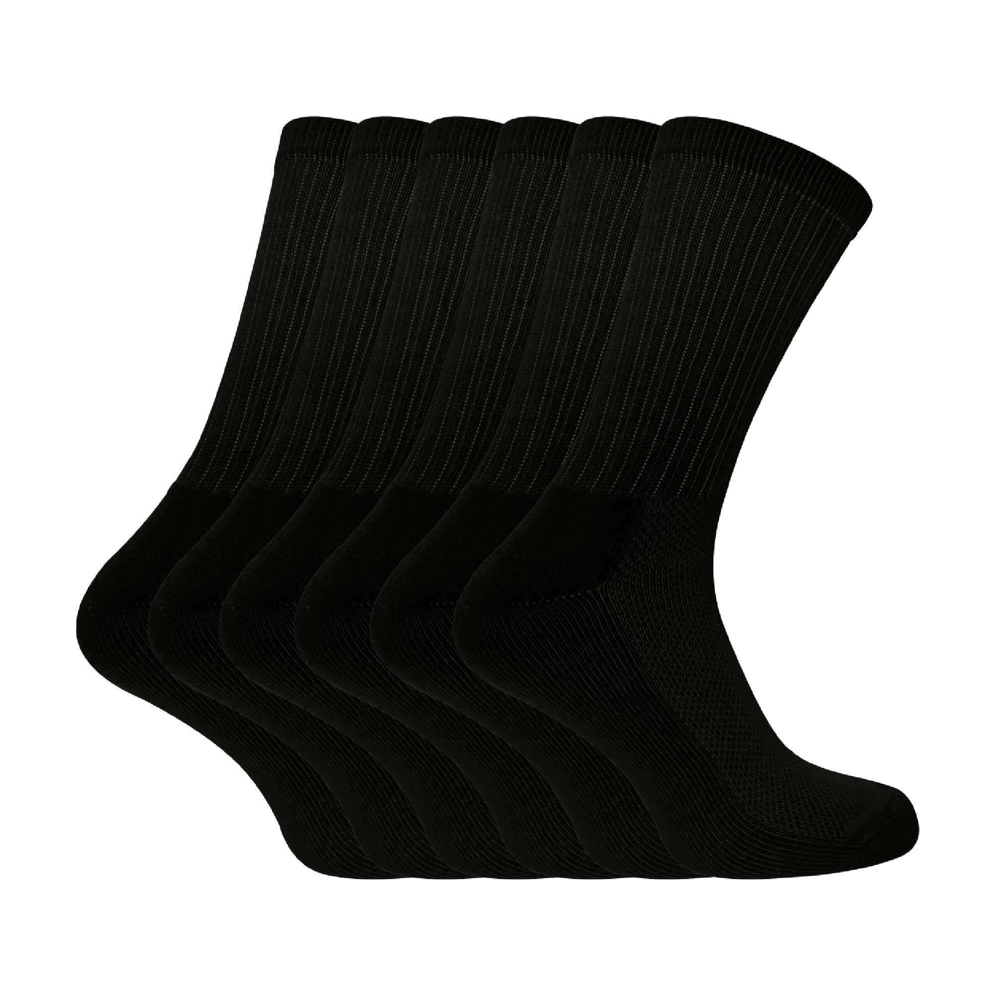 Sock Snob - 6 Pack Mens Calf Size Bamboo Organic Cotton Running Sport Socks (4-8, Black)