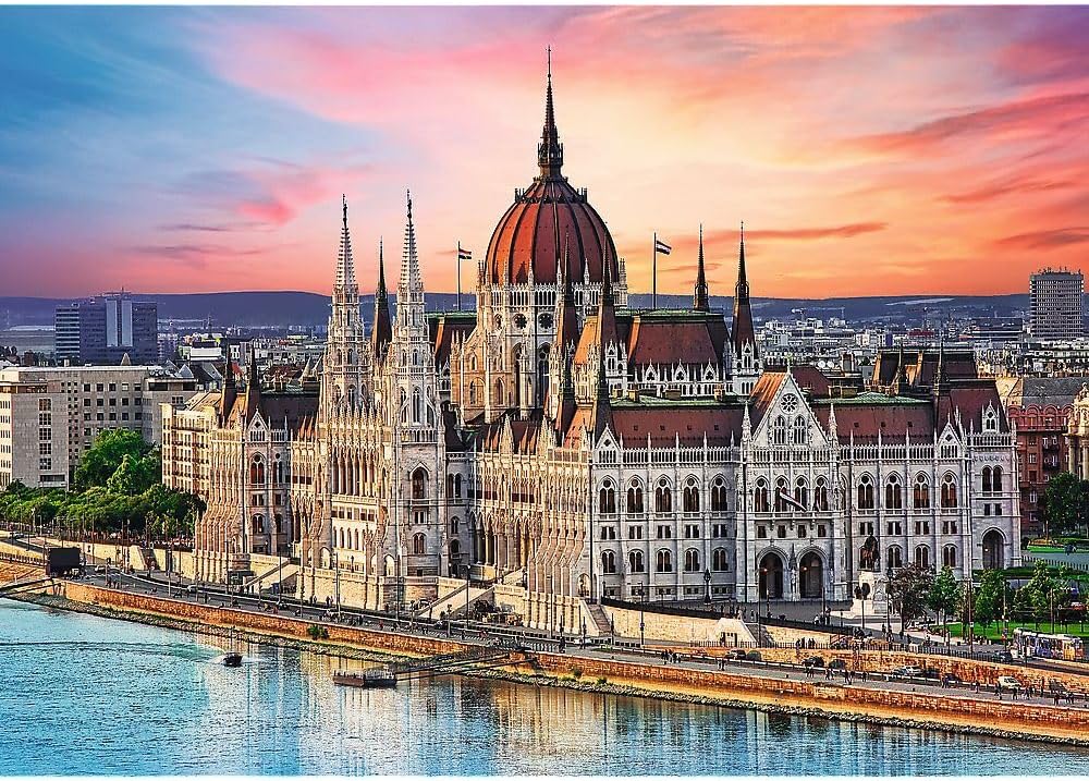 Trefl Parliament, Budapest, Hungary 500 Piece Jigsaw Puzzle Red 19"x13" Print, DIY Puzzle, Creative Fun, Classic Jigsaw for Adults and Children from 14 Years Old