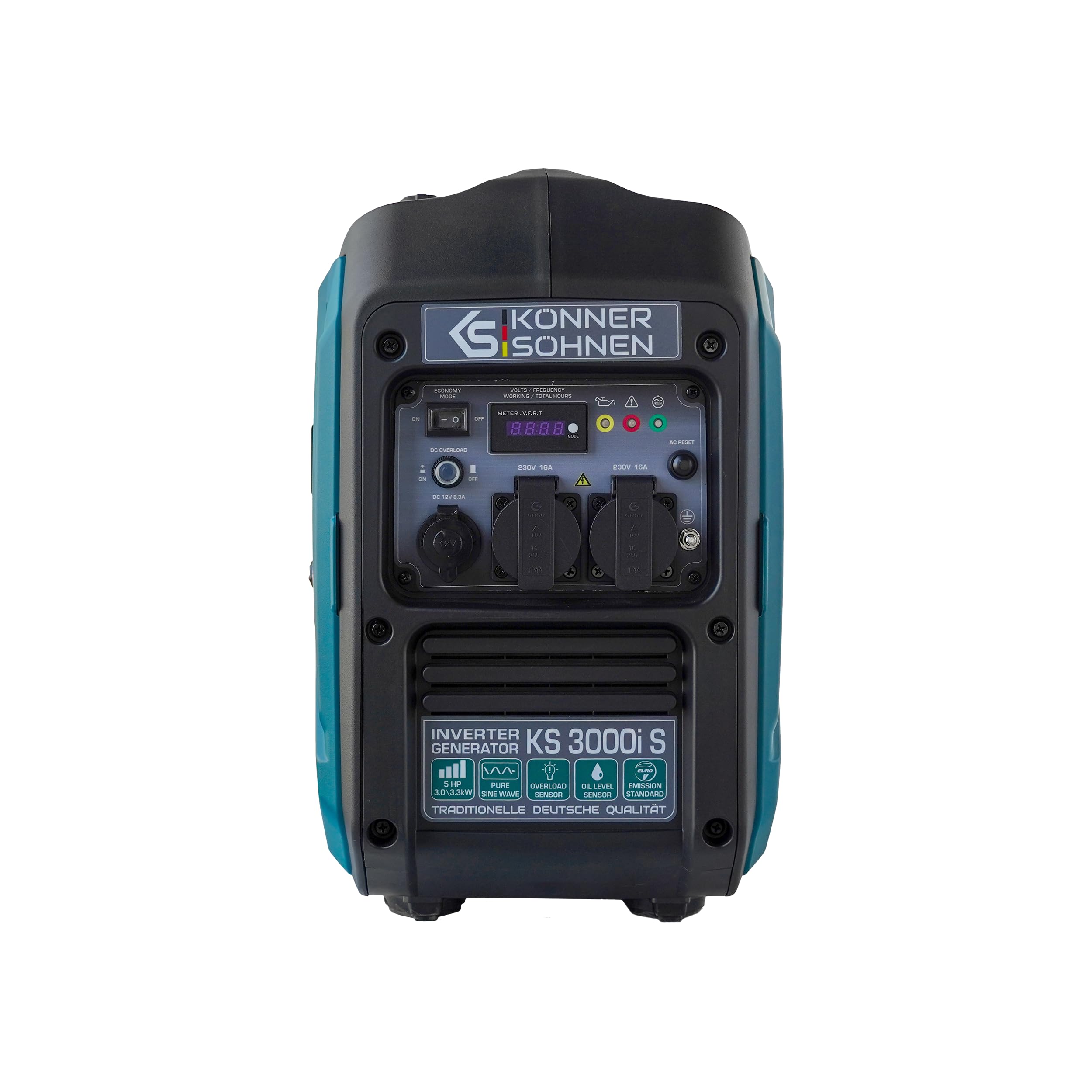 K&S Könner&Söhnen Generador de corriente KS 3000i S 3000 W con 3,3 kW de potencia máxima, generador de corriente con modo ecológico, generador de corriente de emergencia, onda sinusoidal pura