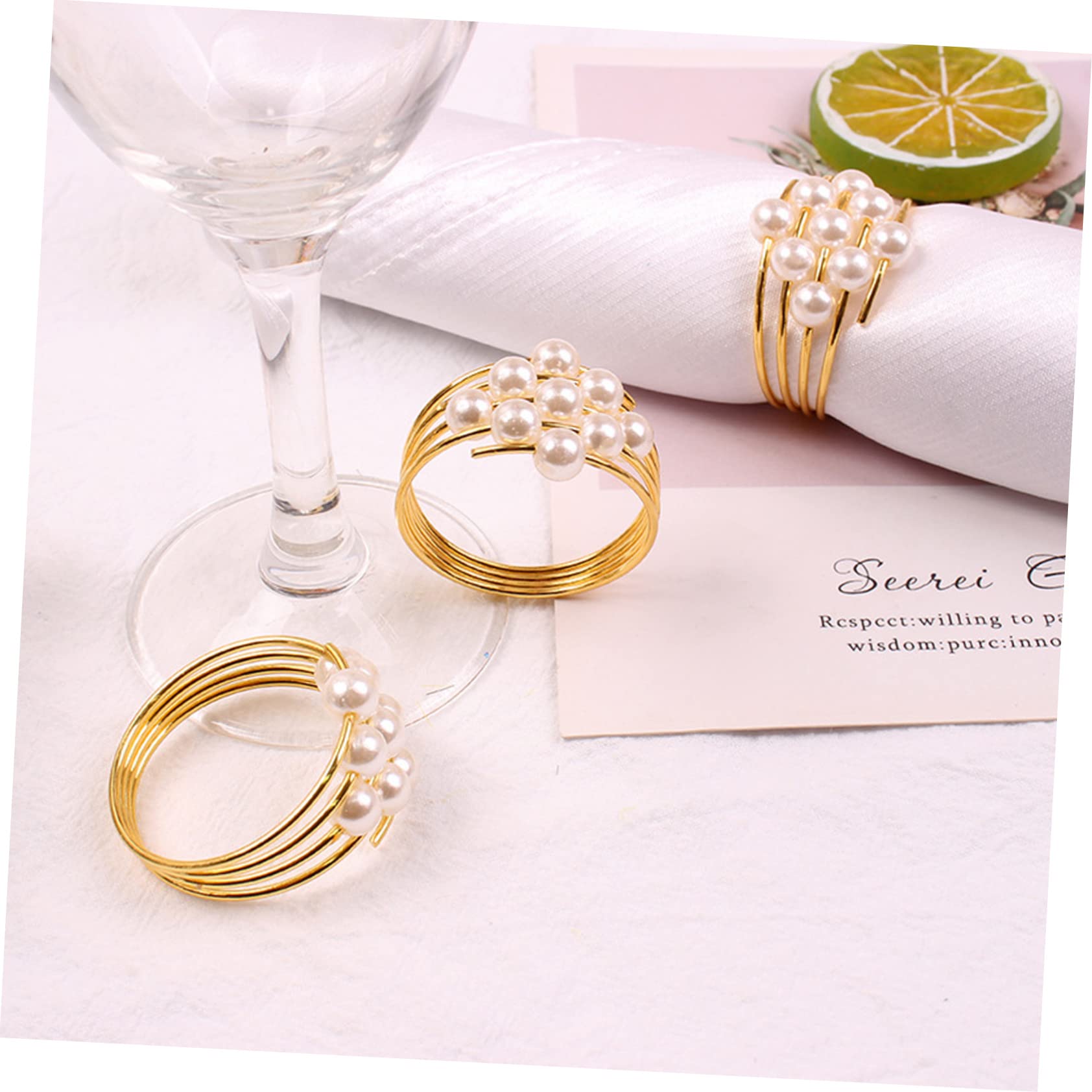 PRETYZOOM 24pezzi Portatovaglioli Con Decorazione Perla Da Anelli Per Tovaglioli Eleganti Per Matrimoni e Ristoranti Accessori Per La Tavola Decorativi