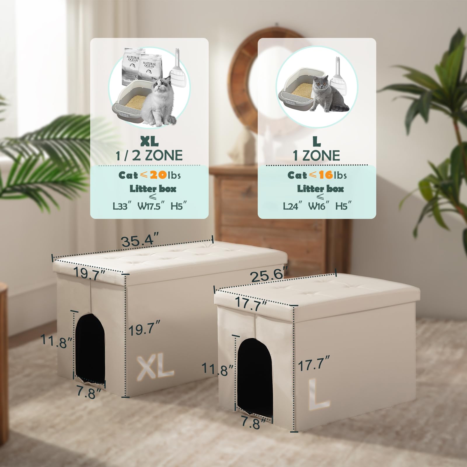 Litter Cabinet MEEXPAWS Cat Litter Box Cabinet Extra Large