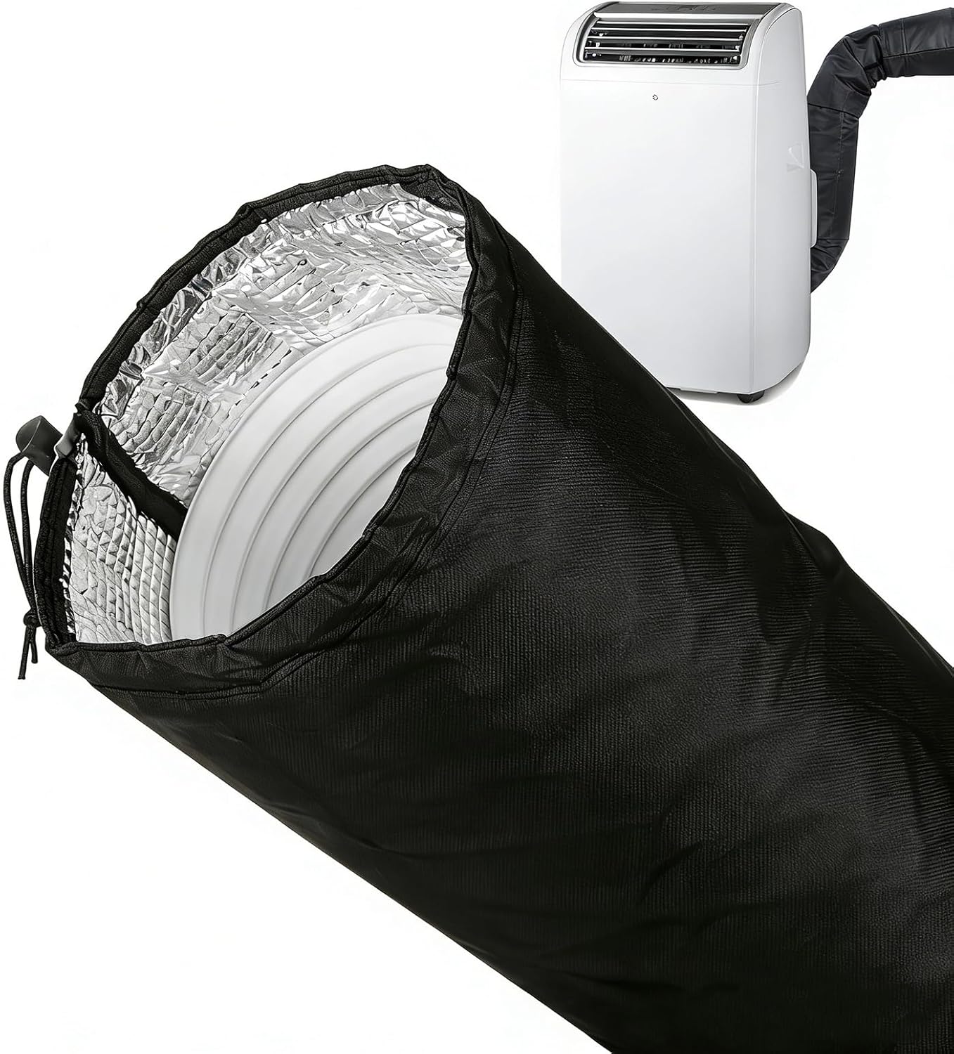 Portable AC Hose Insulation Sleeve, Air Conditioner Hose Cover Wrap for 5" & 5.9" Diameter Exhaust Hose, AC Duct Vent Cover Sleeve with Upgrade Heat Insulation Material,One Step Install, Black