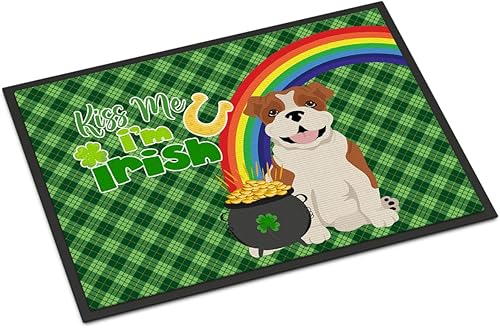 Caroline's Treasures WDK4833JMAT - Tapete rojo inglés Bulldog para interiores o exteriores, 24 x 36 pulgadas, 36 pulgadas de largo x 24 pulgadas de