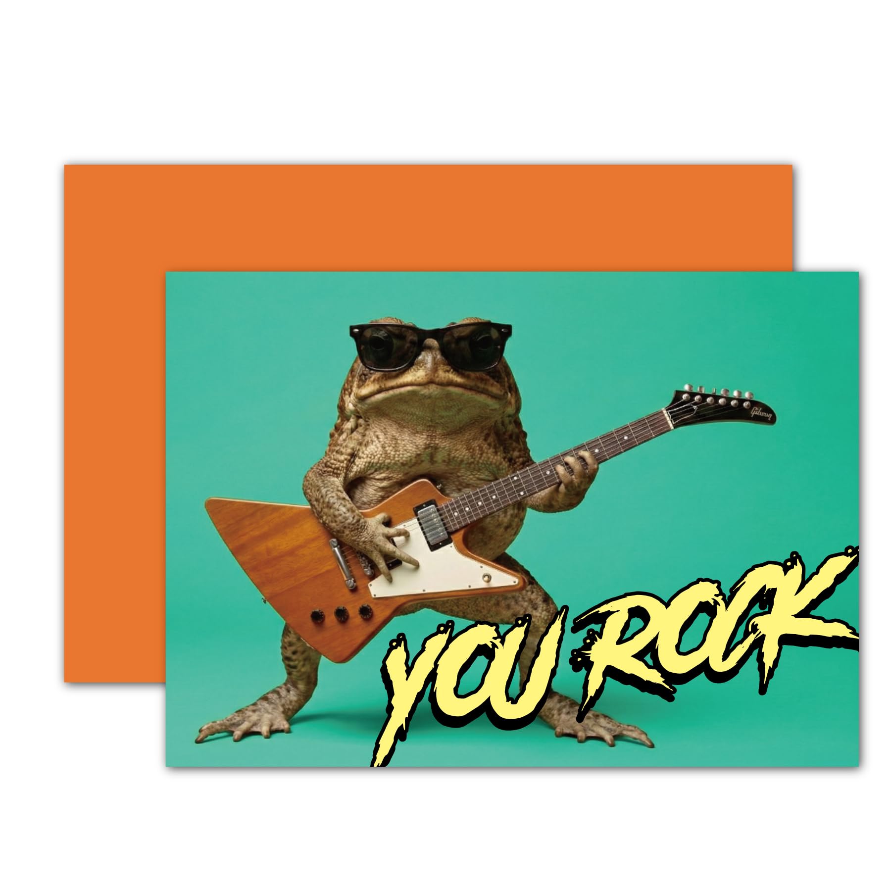 Gooji Divertida tarjeta de cumpleaños para marido, hijo, hermano, saludo de rana con guitarra eléctrica "You Rock" para él, nota de feliz cumpleaños para papá, nieto, sobrino, tío, mejor amigo