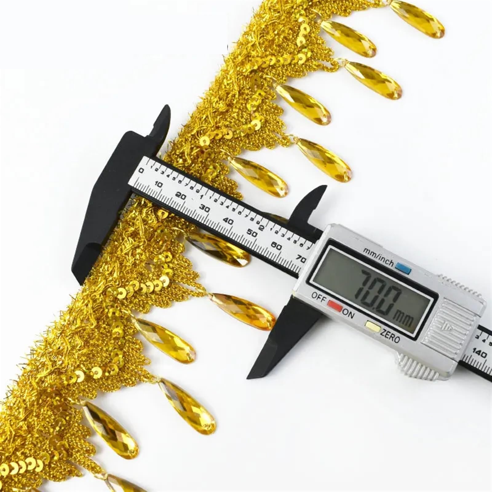 Wstążka z cekinami, Zawieszka z żywicy Cekiny Tassel Tapicerka do szycia DIY Multicolor 7 cm szerokości w 0,5-2 M(Gold,1Meter)