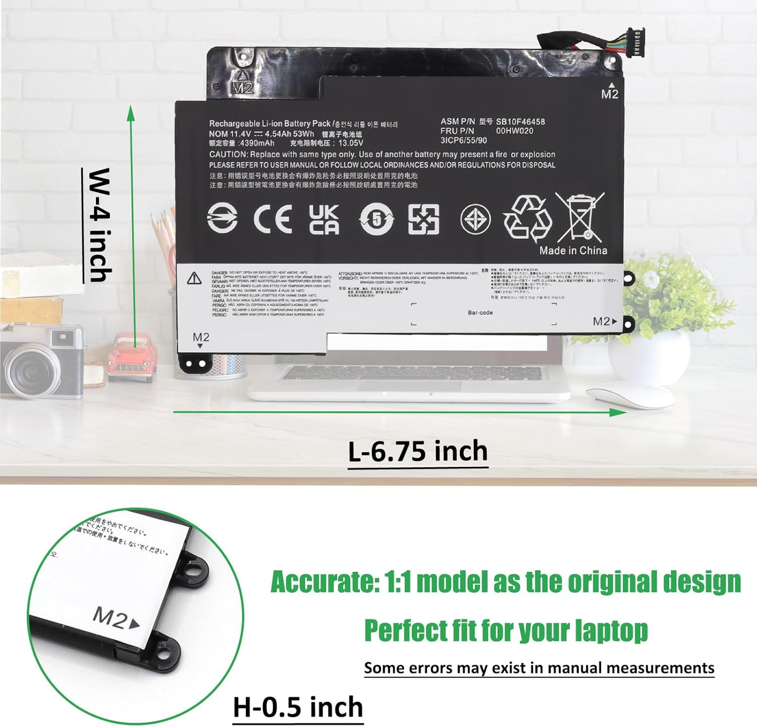 00HW020 53Wh Laptop Battery Replacement for Lenovo ThinkPad Yoga 460 20EL 20EM P40 Yoga 20GQ 20GR Yoga 14 20FY 20DM000VUS 20FY0002US S3 Yoga 14 Series Notebook SB10F46458 SB10F46459 00HW021