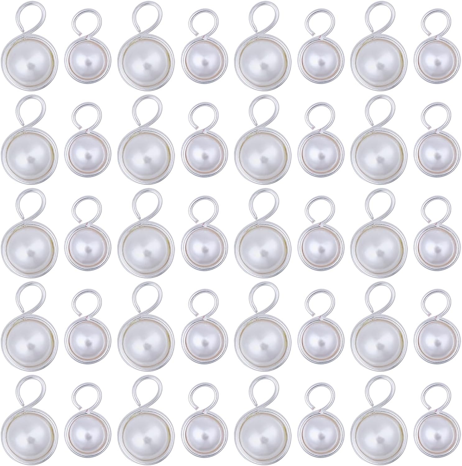 CHGCRAFT Natural Freshwater Pearl Pendant White Natural Pearl beads with Copper Wire Wrapped Pearls Pendant Charms for Jewelry Making Earring Necklace Bracele DIY Craft Supplies