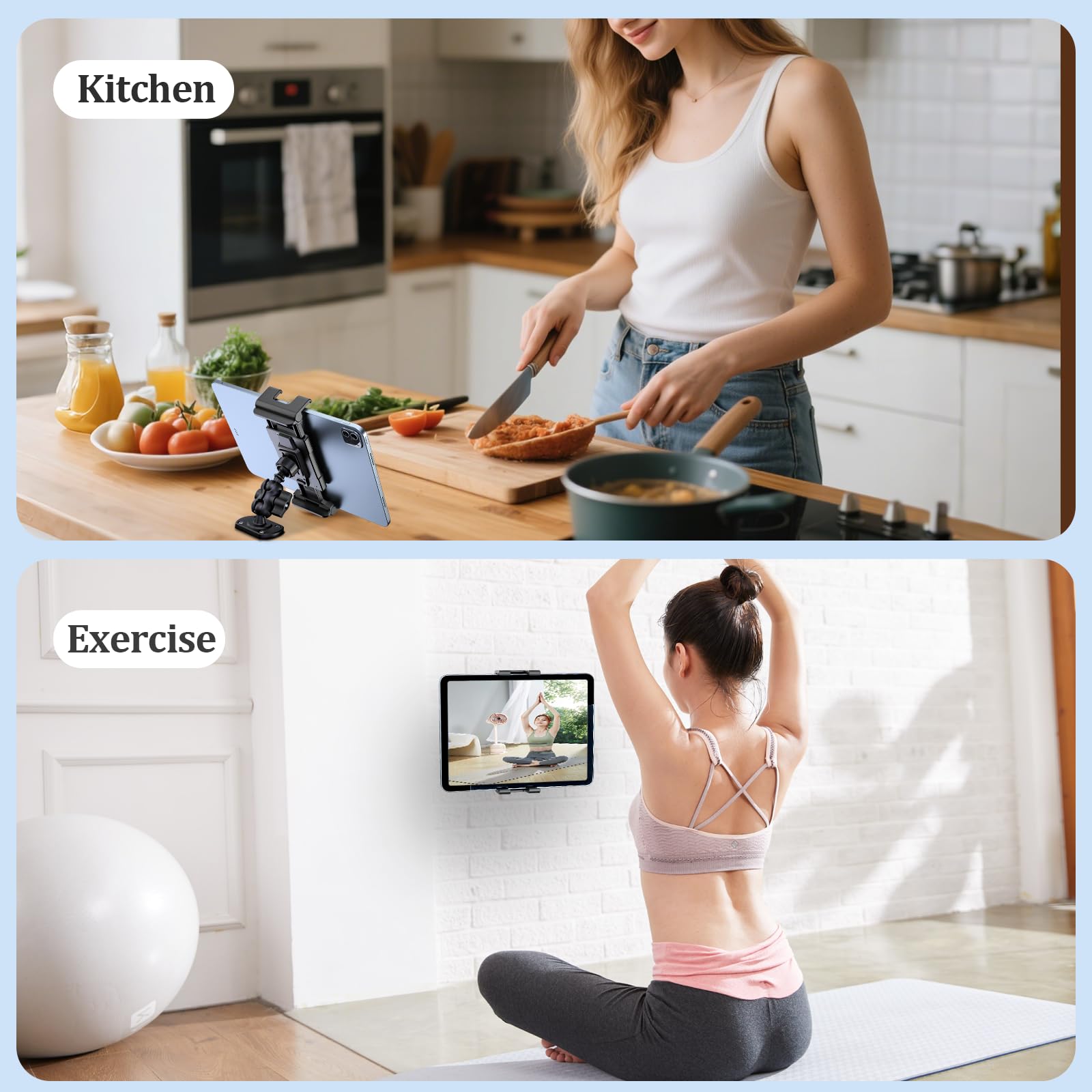 OHLPRO Tabletwandhouder met 3M-lijm, iPad-wandhouder, 360 graden