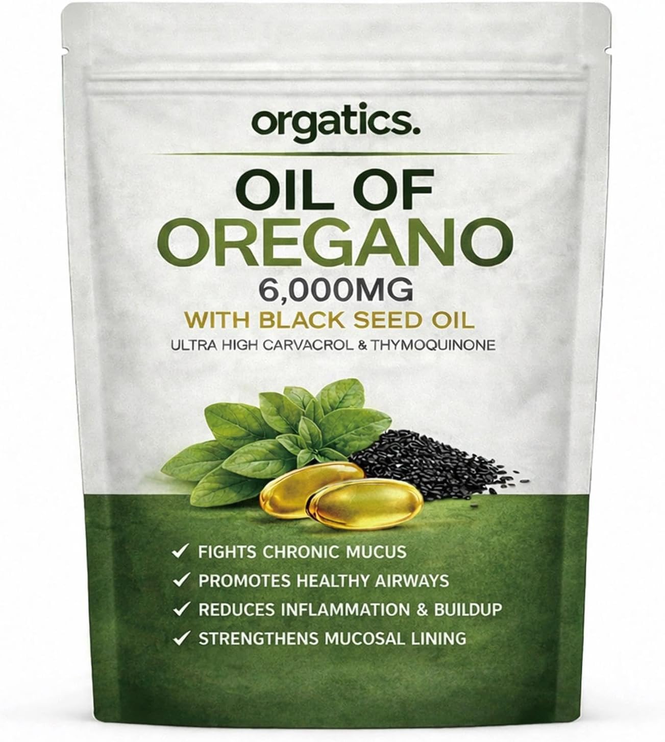 Oregano & Black Seed Softgels, with Cold-Pressed Black Seed and MCT, Non-GMO, Gluten Free