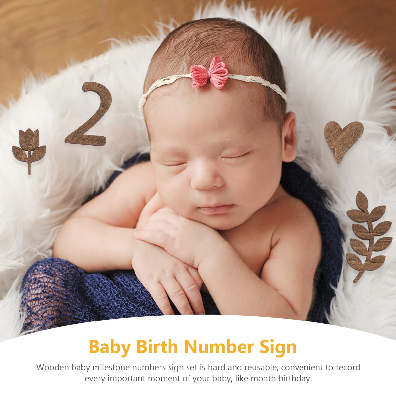 1 Satz Babyzahlen Schild für Babyparty und Meilensteine | Braun, Leicht und Wiederverwendbar, Glatte Kanten, für Fotoaufnahmen und Dokumentation